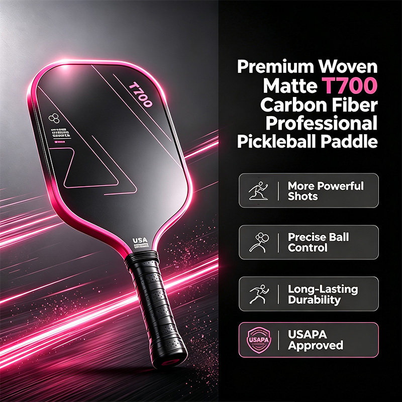 T700 Carbon Fiber USAPA Certified 16mm Matte Surface High-Spin fessional Pickleball Paddle and Ball Set 26Y1017