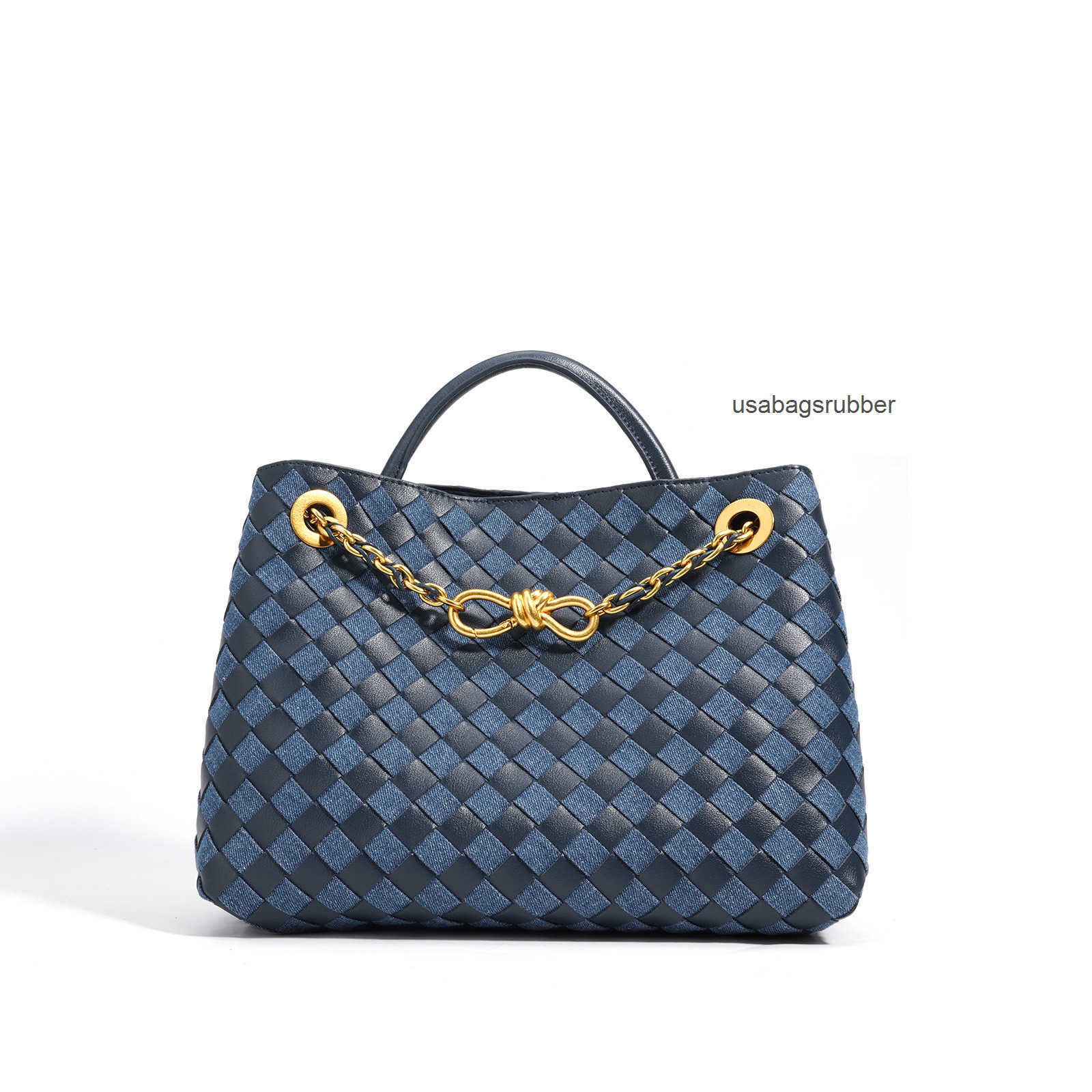 Refined Designer Style Design New Metal Rope Buckle Leather Woven Tote Bag Single Shoulder Handheld Large Capacity Women's Bag
