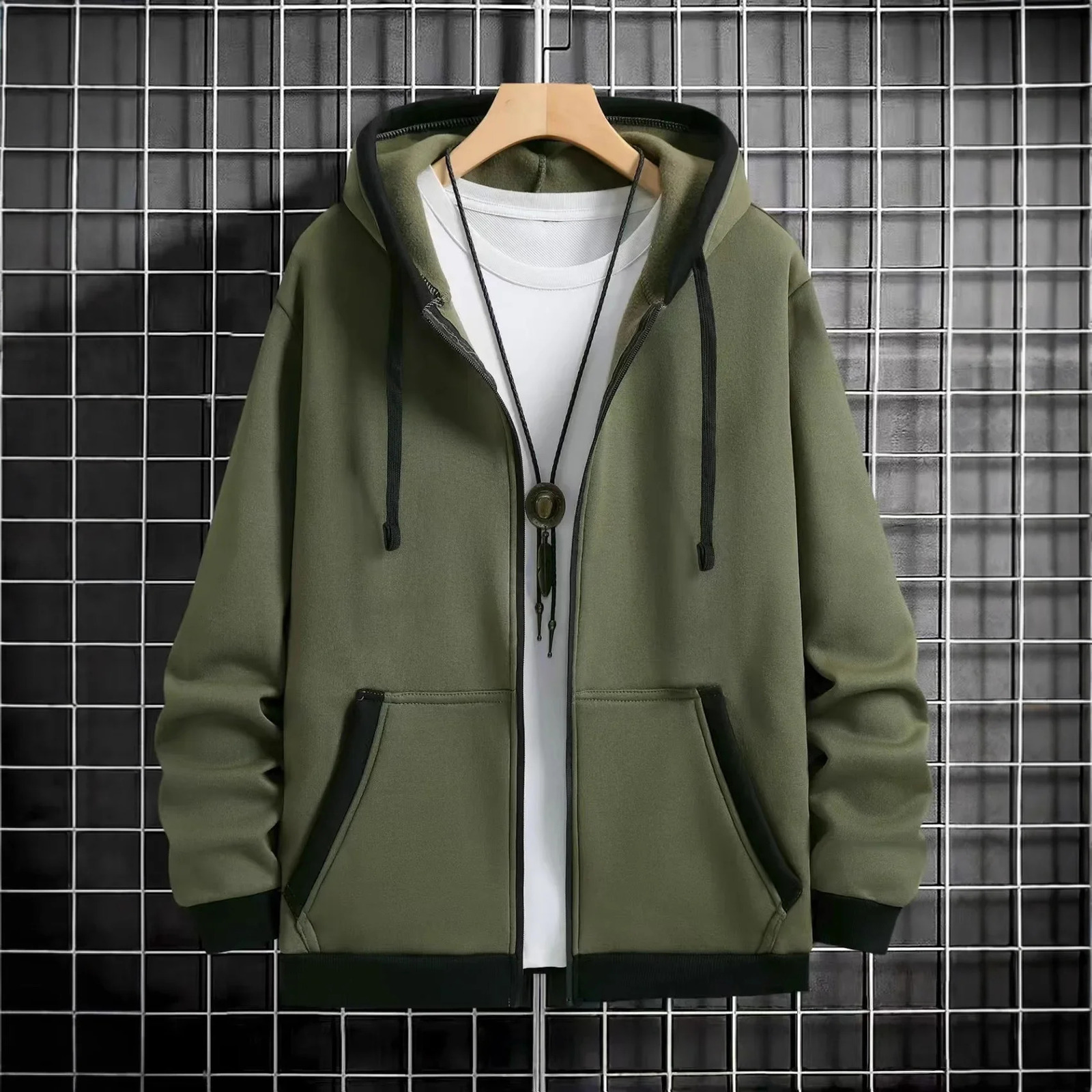 Spring and Autumn Mens Zipper Jacket Warm Windproof Hoodies Thickened Cardigan Sports Long Sleeve Sweatshirts Hooded Coat 261016