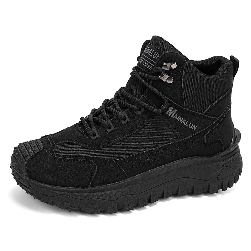 Men's Chunky Sole High Top Work Boots Military Green Casual Outdoor Sneakers