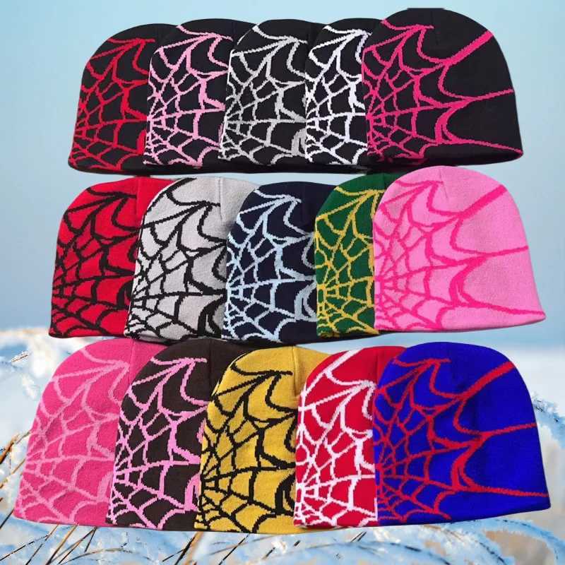 Beanie/Skull Caps Spider mesh jacquard hat for autumn and winter cold and warm woolen hat European and American cold hat for men and women Q261017