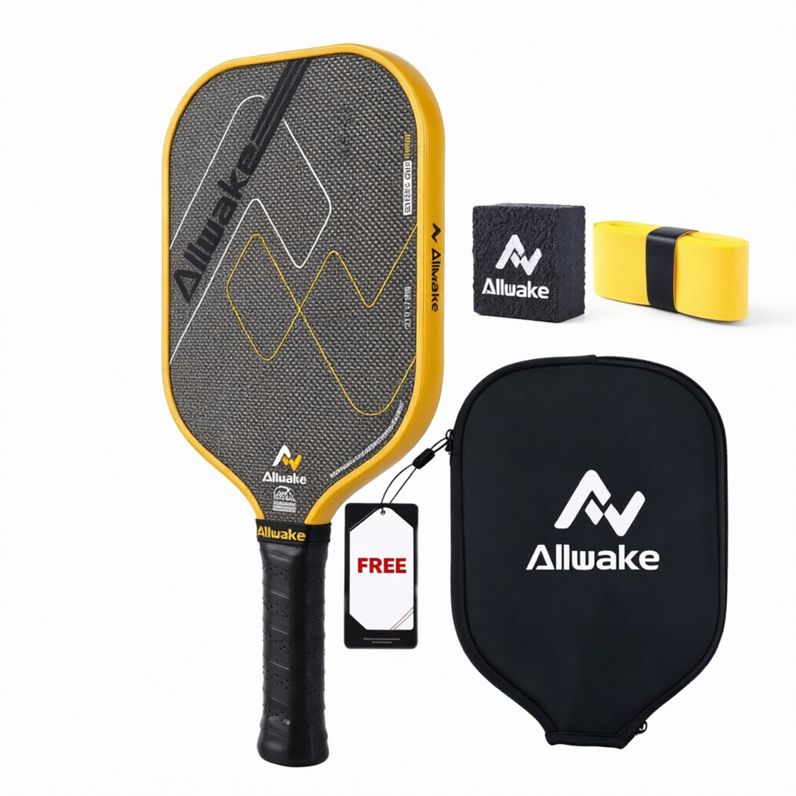 Allwake Pickleball Paddles Titanium Hybrid Fiber T700 Raw Carbon Polymer Honeycomb Core TPU Edge Shield Aggressive Paddle 26Y1017