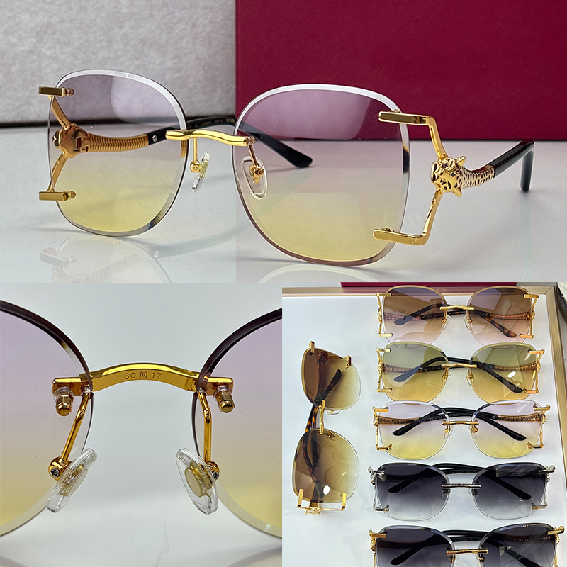 Luxury Sunglasses CT02283O Womens Designer Fashion Oversized Frameless Metal Temple Sunglasses Mens Outdoor Travel Business Party Glasses UV400 with