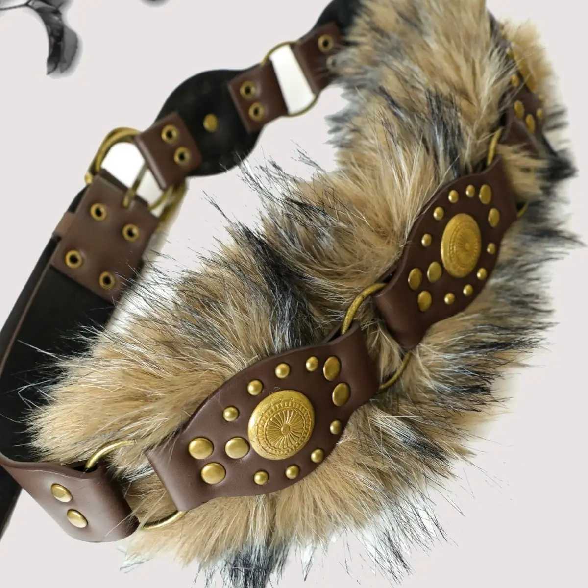 Harajuku New Women's Spice Gi Steampunk Y2K Plush American Dark PU Furry Belt Concave Shaped Decorative Waist ain M261016