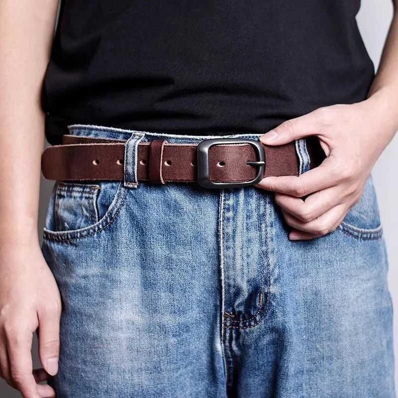 Leather 2026 Luxury Head Layer Belt - Retro Needle Buckle -3.3cm - Top Quality Retro Versatile Jeans Belt - Genuine Leather Belt M261016