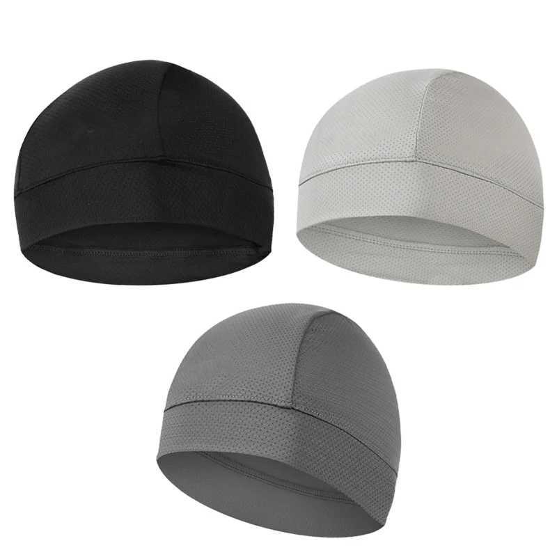 Beanie/Skull Caps Summer Thin Breathable Mesh Skull Beanie Cap Sweat Absorbent Sport Cap Under Helmet Liner Moisture Wicking Quick Dry Cycling HatT2