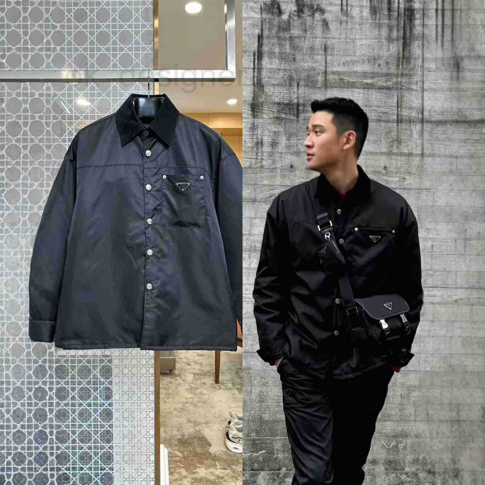 Men's Jackets Designer European high-quality corduroy collar spliced cotton jacket 19P5