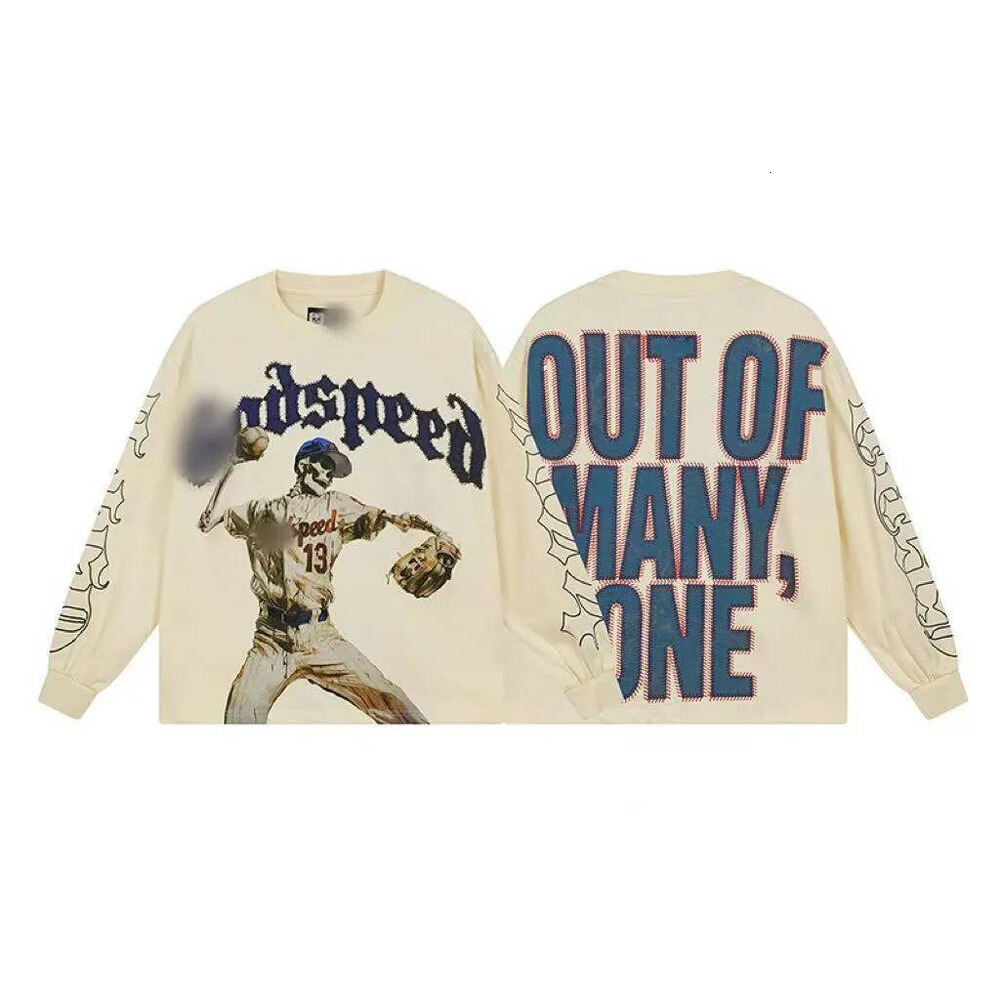 Godspeedilies Long Sleeve Designer Classic Skull Pattern Letter Printed Hoodie High Street Retro Harajuku Y2k Hip Hop Style Rinse Loose Good Speed H