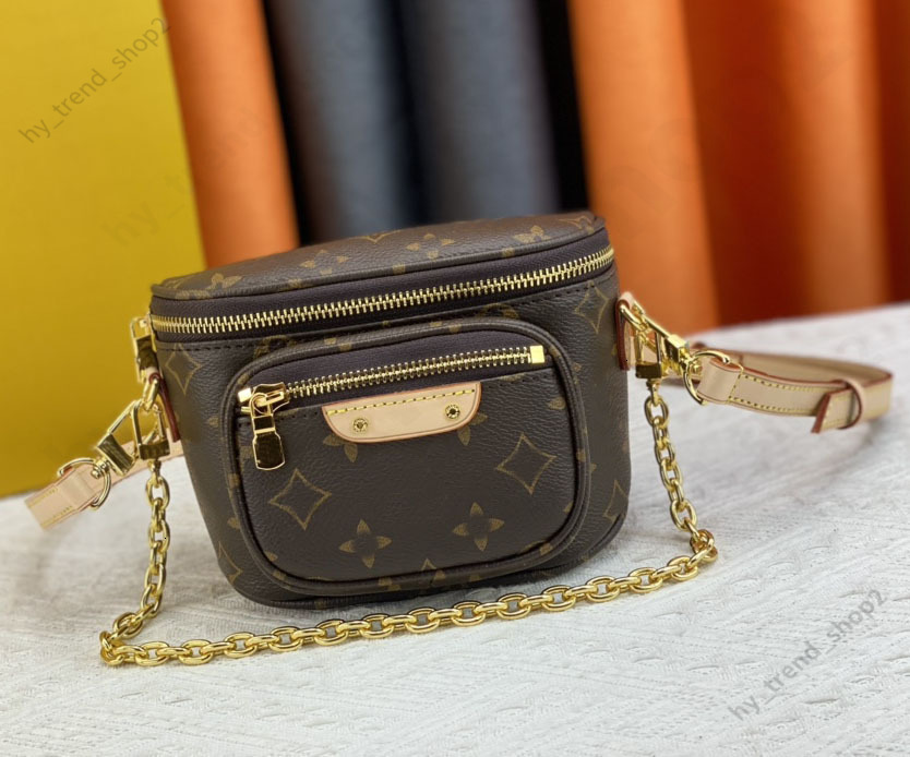 2023 Top Mini Bumbag Designer Waist Bag Fanny pack Brown Flower Mens Bags Leather Crossbody Purses Messenger Men Leather Handbag Fashion Wallet 8233
