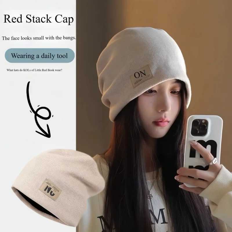 Beanie/Skull Caps Clear Face Small Pile Cap Windproof And Cold Proof Woolen Hat Warm Pile Cap Knitted Hat Women's Soft And Breathable Q261017