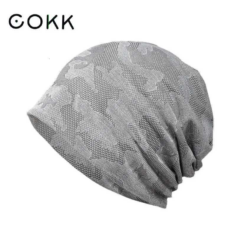 Beanie/Skull Caps COKK Beanie Men Women Thin Hat Camouflage Mesh Breathable Elastic Soft Running Sports Outdoor Bonnet Cap New 2022 HotT261017