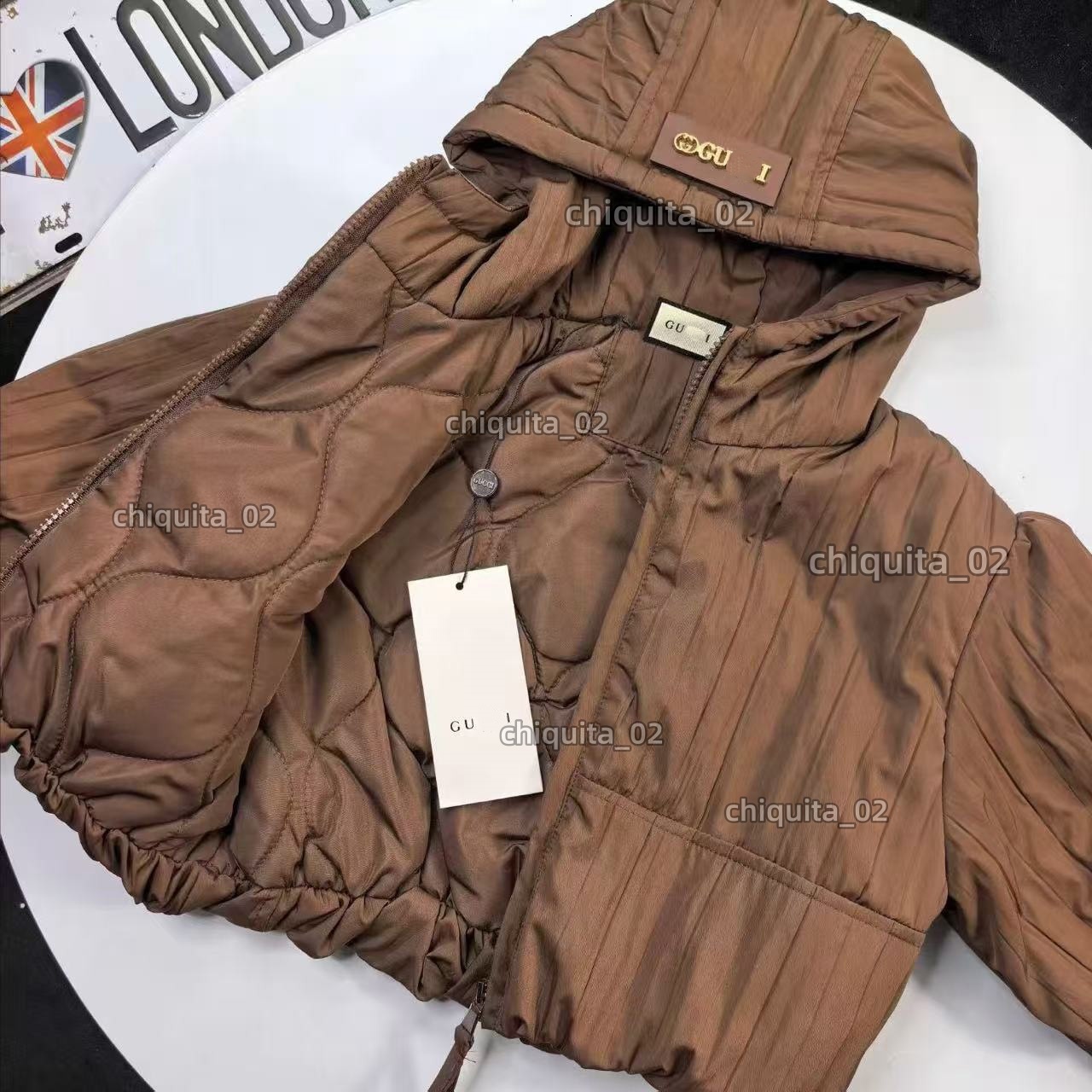Free Shipping Kids Brown Hooded Quilted Puffer Jacket Toddler Lightweight Padded Coat Windproof Warm Zipper Children Winter Casual Outerwear