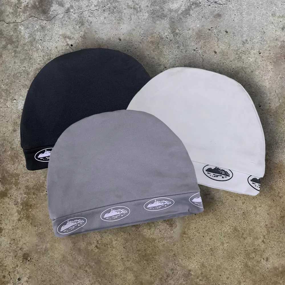 American Retro Island Oval Print Slouchy Beanie Men Women Black White Gray Soft Thin Knit Street Skully Hat S261017EWBH