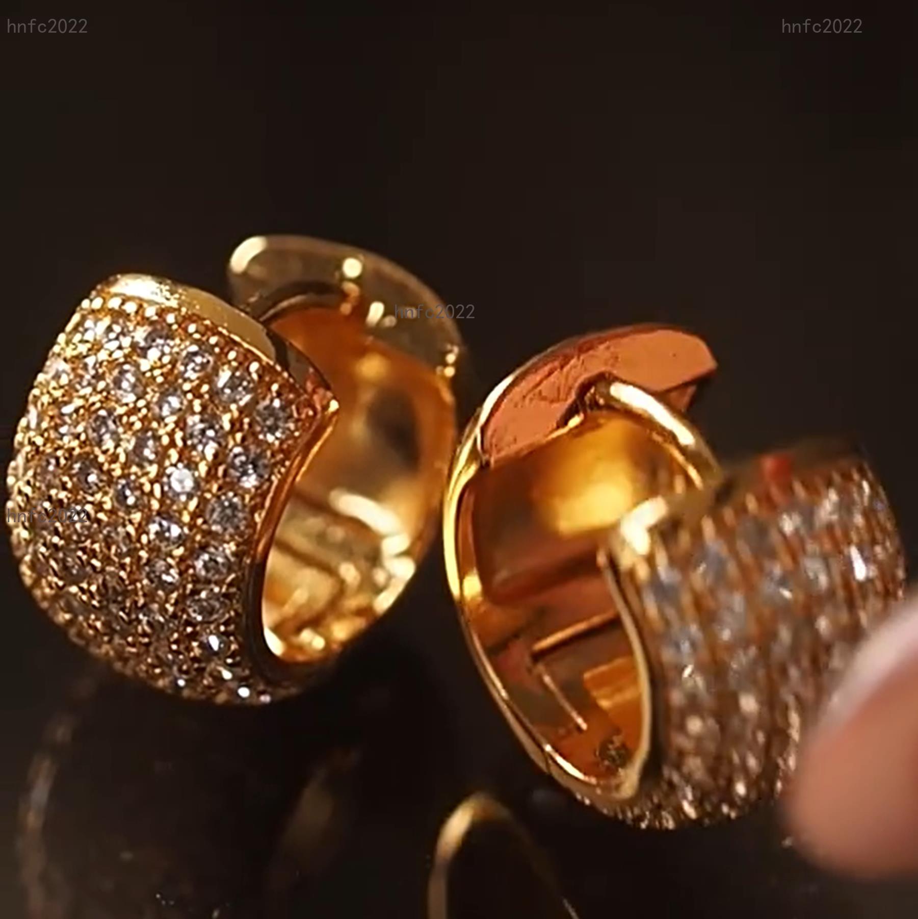 New Designed women luxury earrings Vintage gold Full diamonds hoops ear studs AB Designer Jewelry Hot Sale