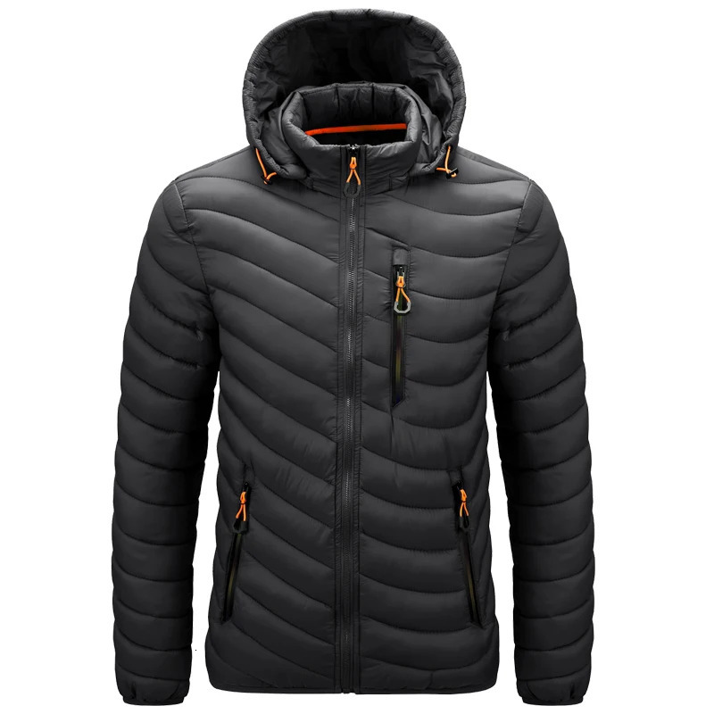 Mens Lightweight Outdoor Puffer Jacket Hooded Insulated Thermal Puffy Winter Heated Running Travle Casual Cotton Outdoor Coat 261015