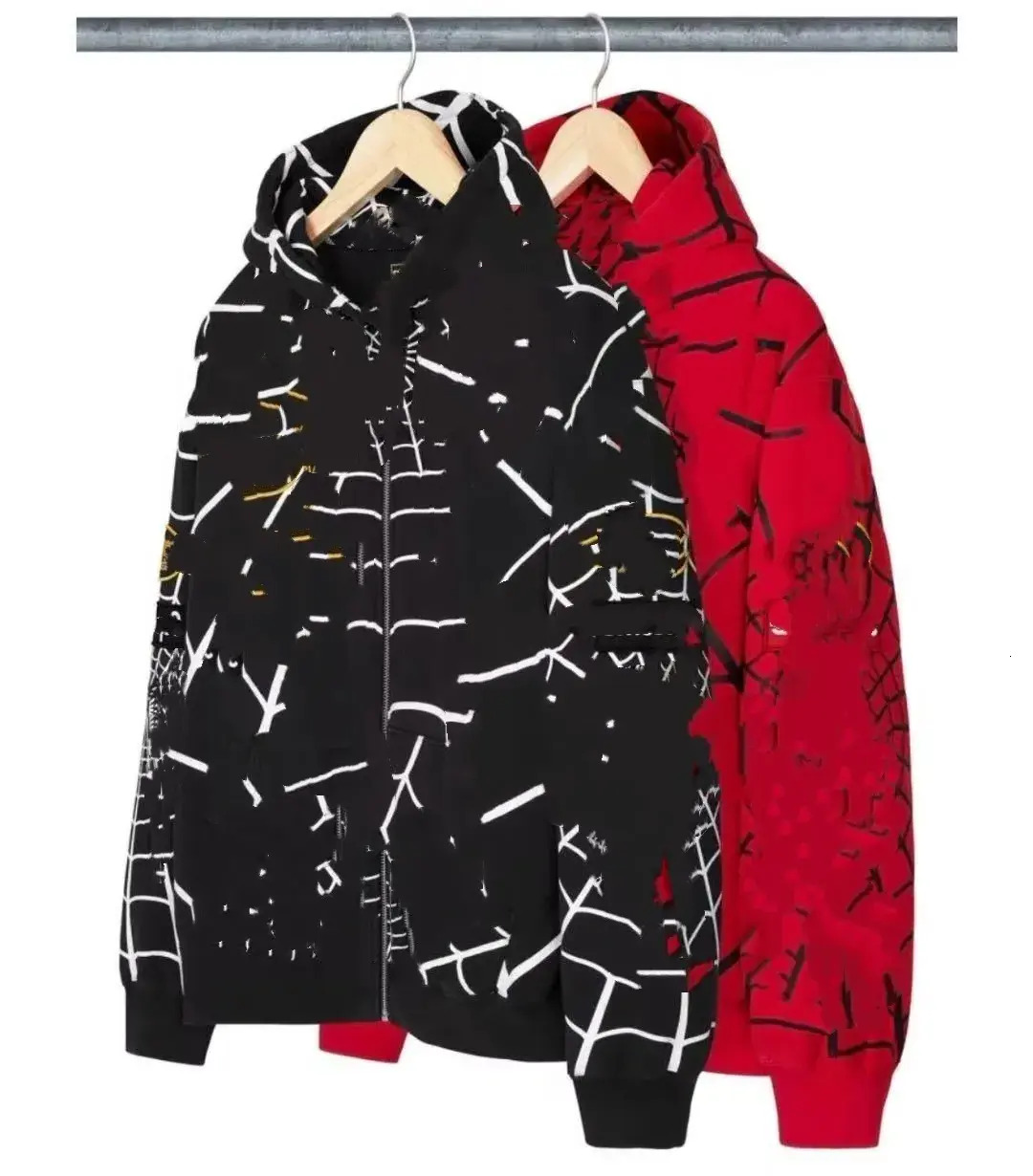Men Short Jacket Men Outerwear Short Jacket S Sider Jointed Zippered Hooded Spider Web Pattern Men's And Women's Matching outerwear Croppe
