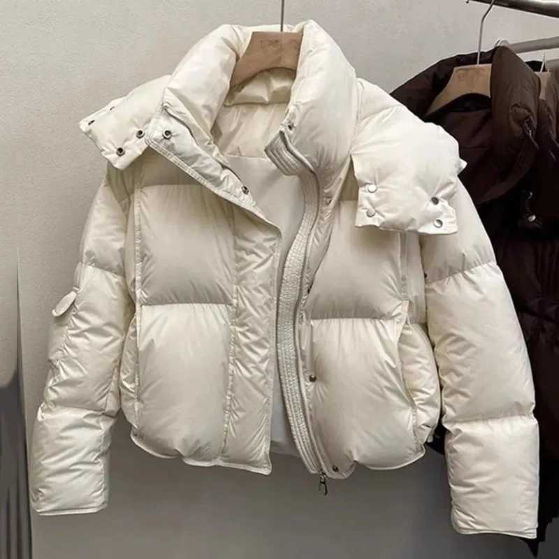 Women's Down Parkas Women's Down Cotton Jacket Winter New Loose Hooded Parkas Female Coat Korean Short Thick Warm Cotton Padded Outerwear