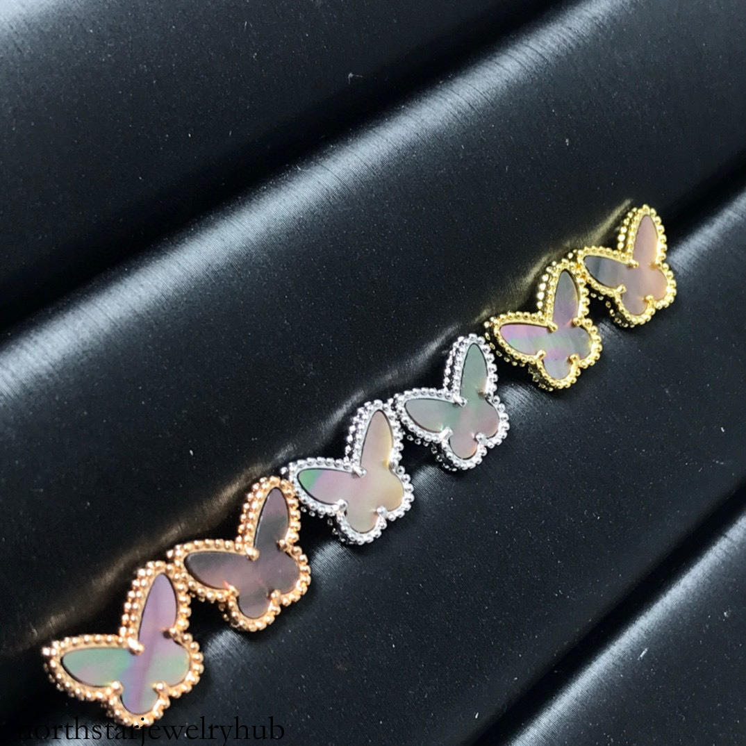 Designer Jewelry vanly High-end butterfly earrings for women, lucky four-leaf clover earrings, white mother-of-pearl jewelry, gift, niche style, ins