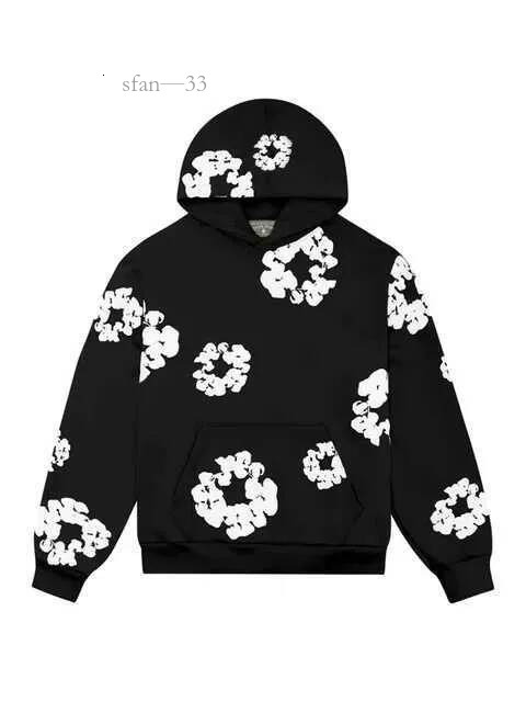 Denim Sweatshirts Hip Hop Hoodie Foam Printed Desnim Y2k Casual Strt Pullover Mens Clothing Autumn/Winter 3D Floral Print Oversized Unisex Sweatshir