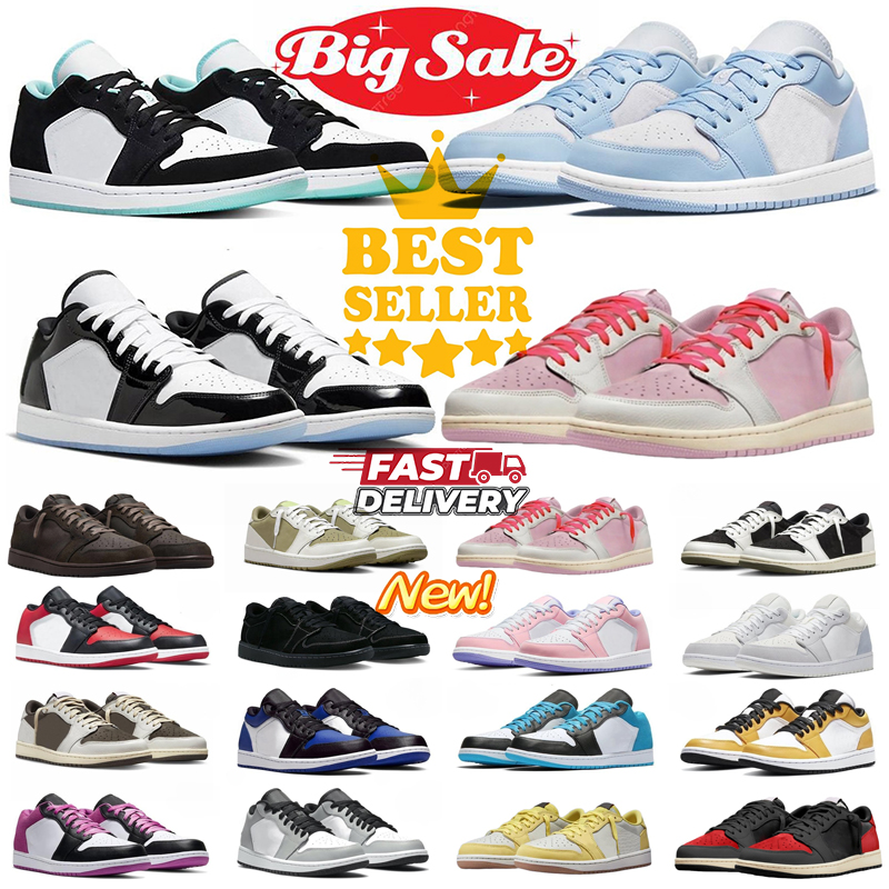 Free shipping With box Designer Basketball black phantom reverse mocha travis scoots low 1 1s lows Sport Shoes sneakers size 36-47