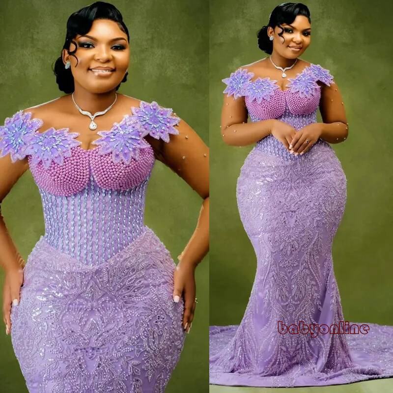 Plus Size Lalic Mermaid Prom Dress Sparkling Evening Dresses Formal Gowns Sheer Neck Illusion Beaded Lace Crystals Birthday Second Reception Gown Am
