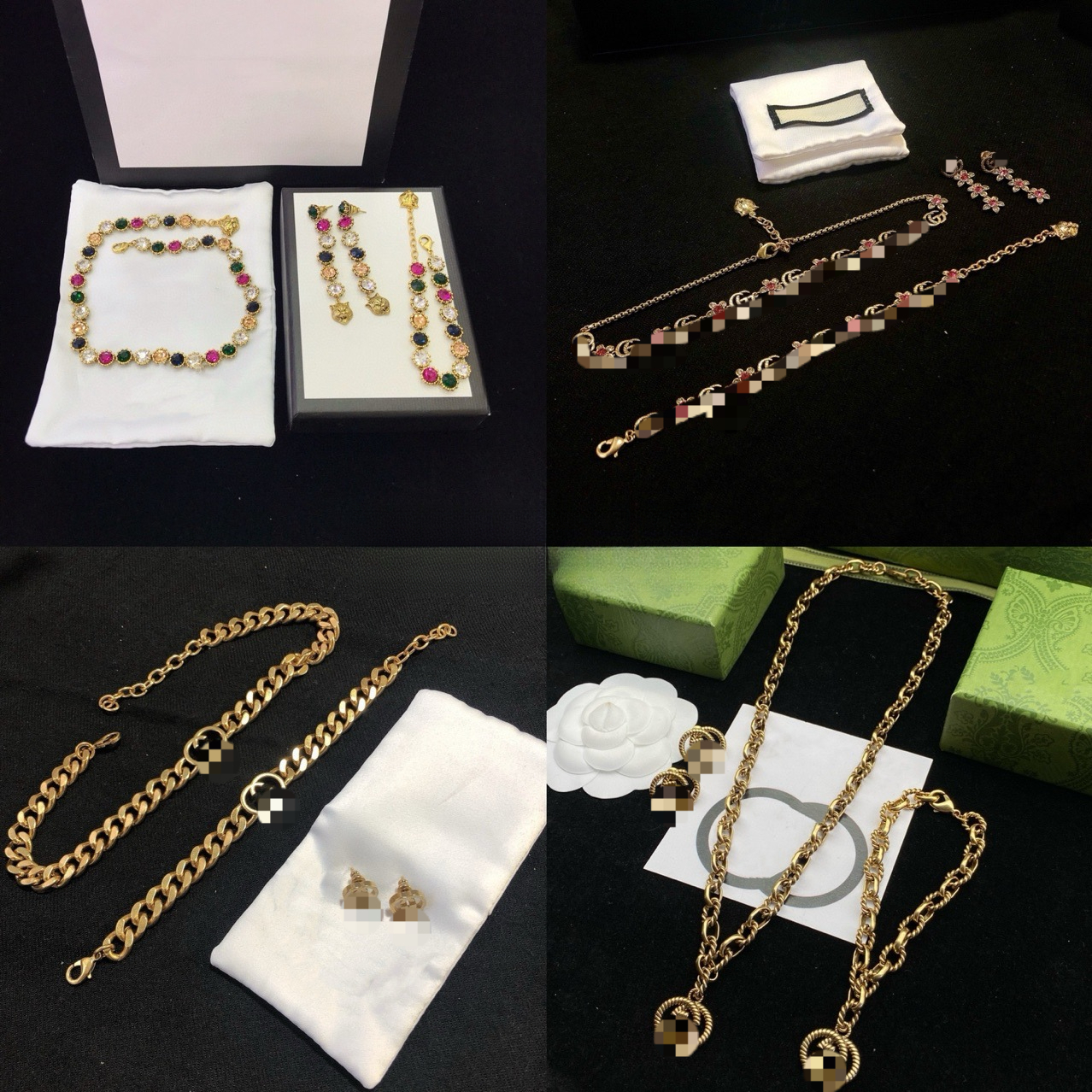 Luxury Light Vintage Jewelry Set for Women, Fashion Alloy Gold Plated Necklace Bracelet Earrings, Hip Hop Style Exquisite Ladies Accessories for Dai