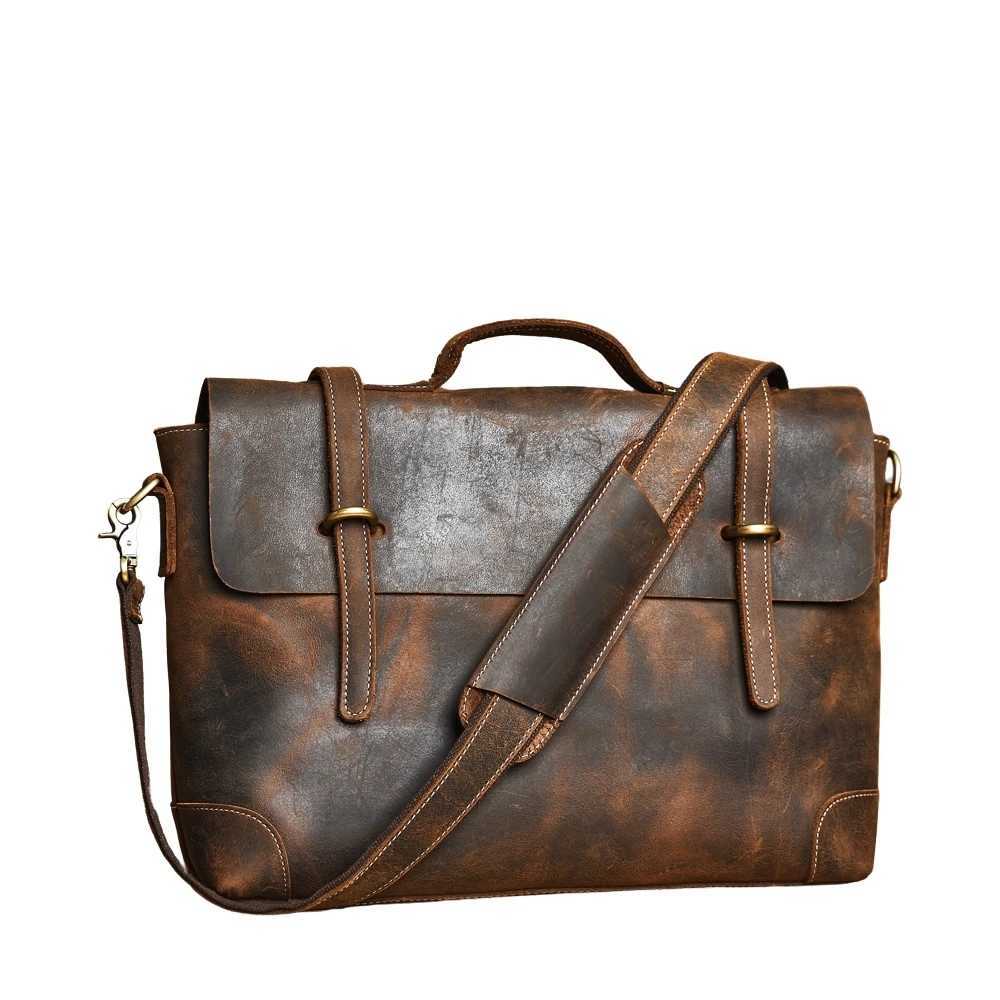 Designer Briefcase Genuine Leather Totes Men's Vintage Handbag Casual Shoder Crossbody Bag Leather Laptop Bag J261016