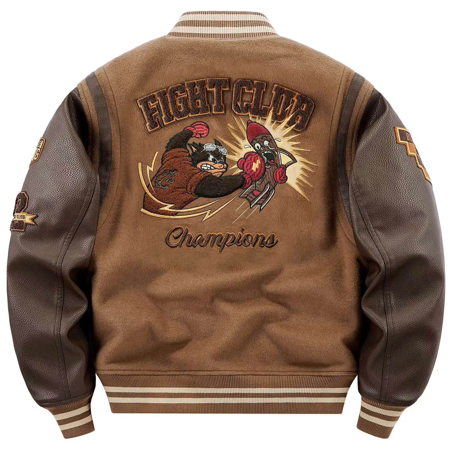 Autumn Winter Men Thicken Cotton Pad Outerwwear Baseball Jacket Retro Embroidered Woolen Overcoat 261017