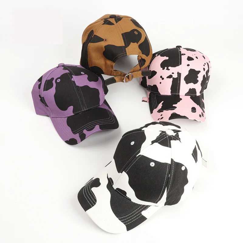 Print Cow New Cartoon Curved Brim Baseball Cap Leopard Print Hardtop Leisure Duckbill Cap For Men's And Women's Sun Hat B55 M261016
