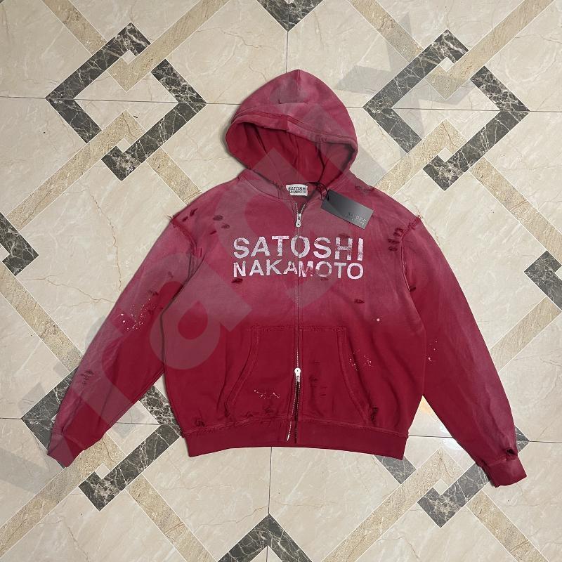 Mens Vintage Gradient Wash Hooded Sweatshirt Bold Chest Letter Print Multi Cargo Pocket Rivet Snap Buttons Long Sleeve Loose Urban Top
