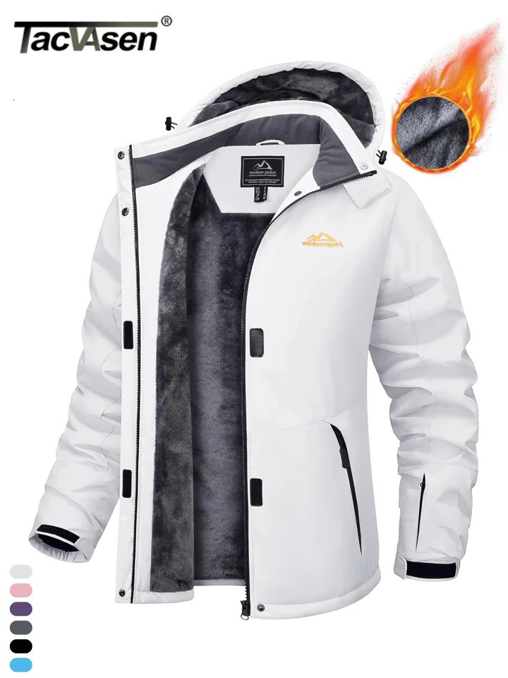 TACVASEN Winter Fleece Lined Hooded Parka Jacket Womens Ski Snowboard Warm Coats Waterproof 5 Zipper Pockets Windbreaker Outwear 261016