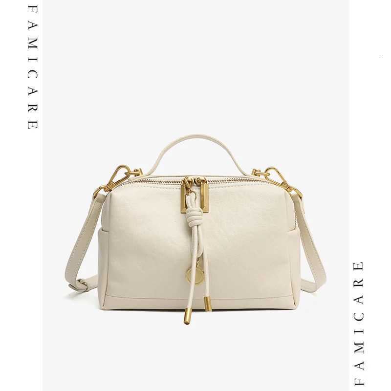 Evening Bags Totes Elegant Solid Color Commuter Small Square Tote Bag Chic Women's Genuine Leather Crossbody Bags Minimalist Versatile Shoulder