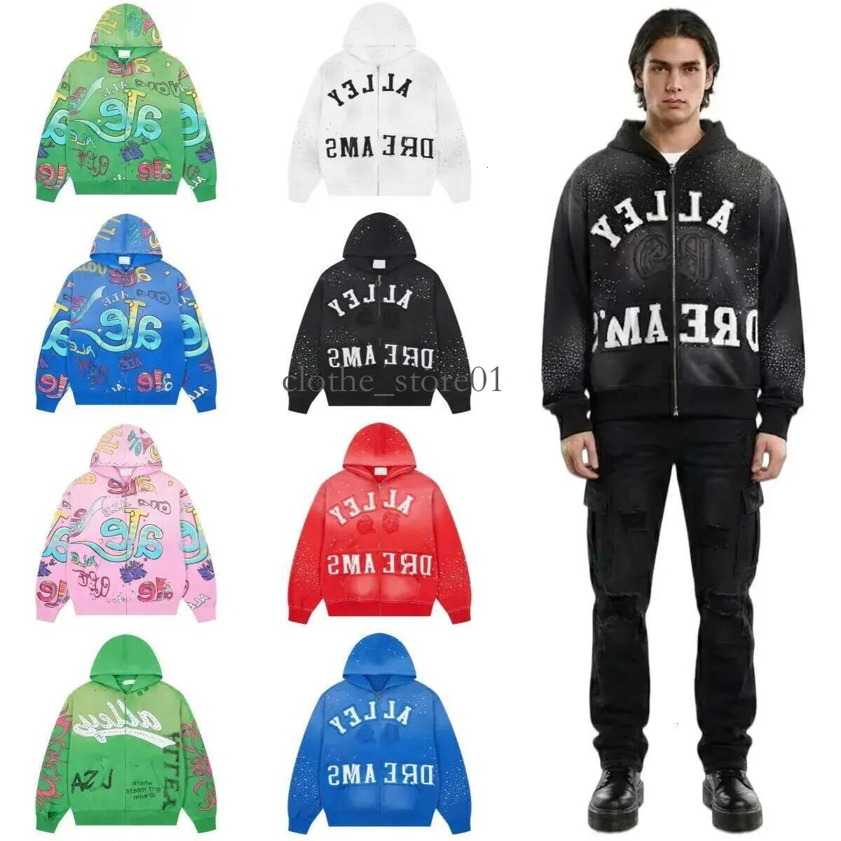 Valleymen Designer Hoodie Vale Dream Street Mens Fashion High Quality Casual Hip Hop T Shirt Black Short Vintage Graphic Shirts Luxury Hoodie Distre