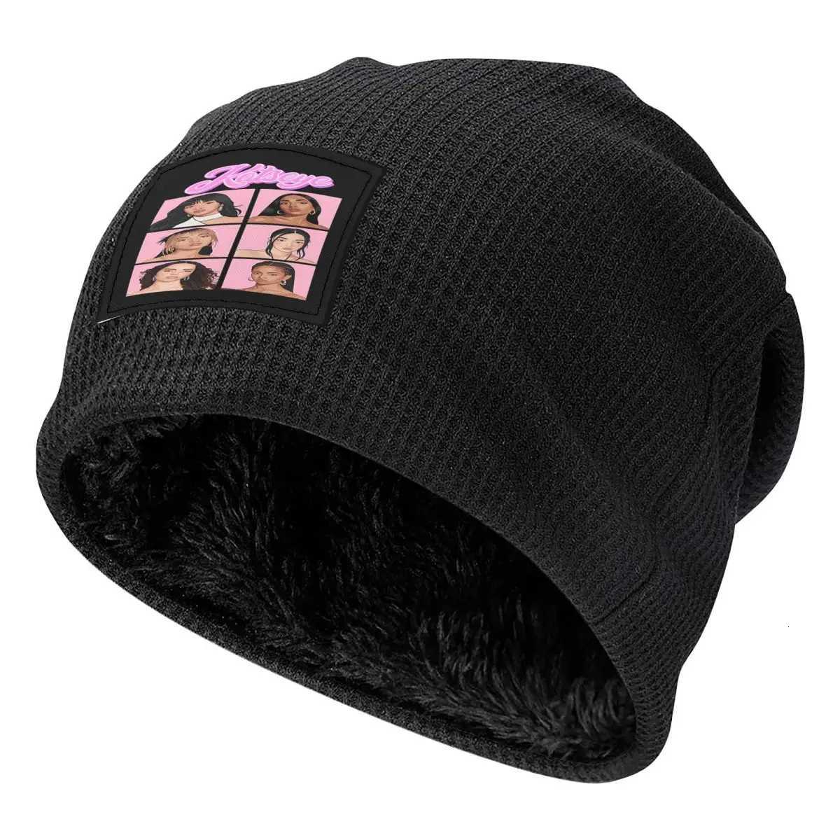 Beanie/Skull Caps Katseye Kpop Beautiful Chaos Waffle Knit Fleece Lined Beanie with PU Leather Patch Unisex Warm Winter Soft CapT261017