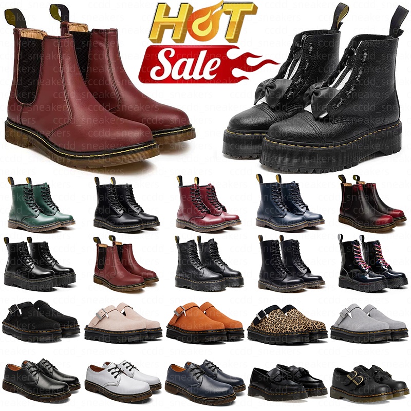 Free Shipping Designer Martinshoe Chunky Heel Ankle Martens Boots durable sandals for men womens Slip-On Mules Anti-Slip Sole Vintage Dress shoes Ve