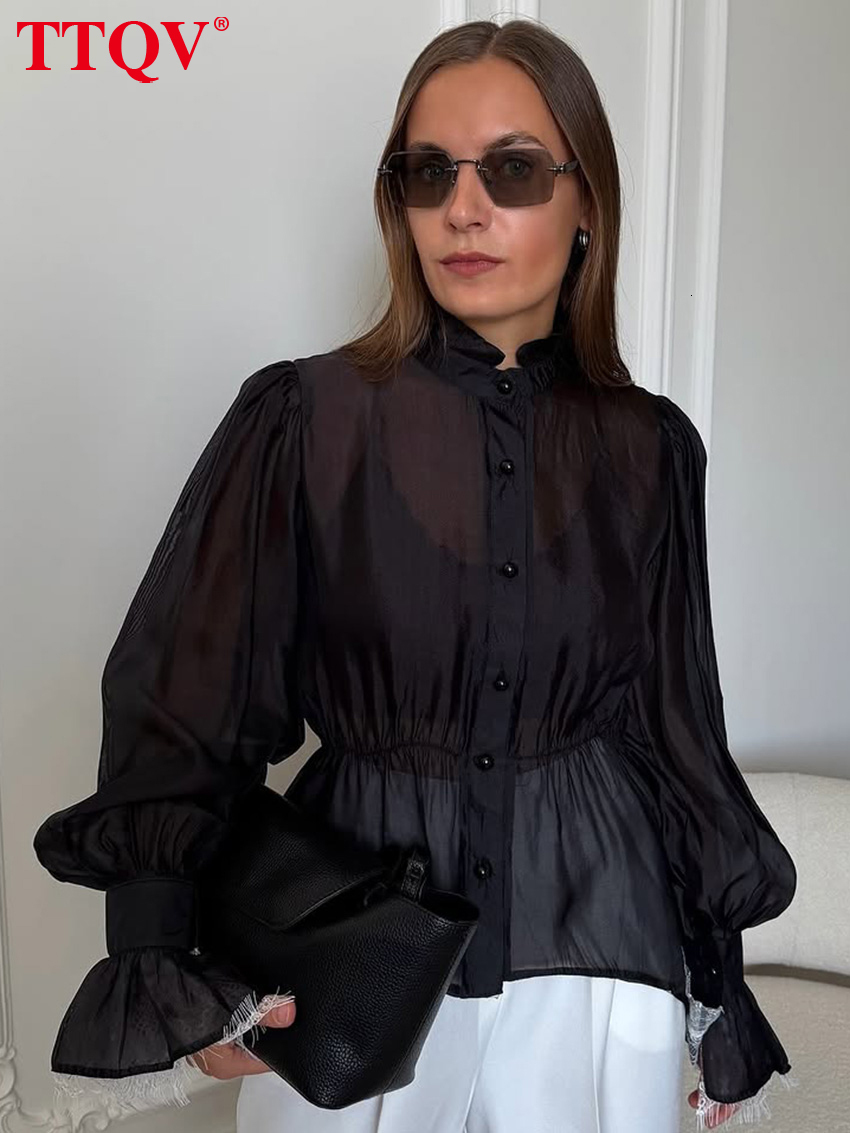 Fashion Loose White Women's Shirt 2026 Autumn Stand Collar Long Sleeve Blouse Elegant Classic Solid Top Female Clothing