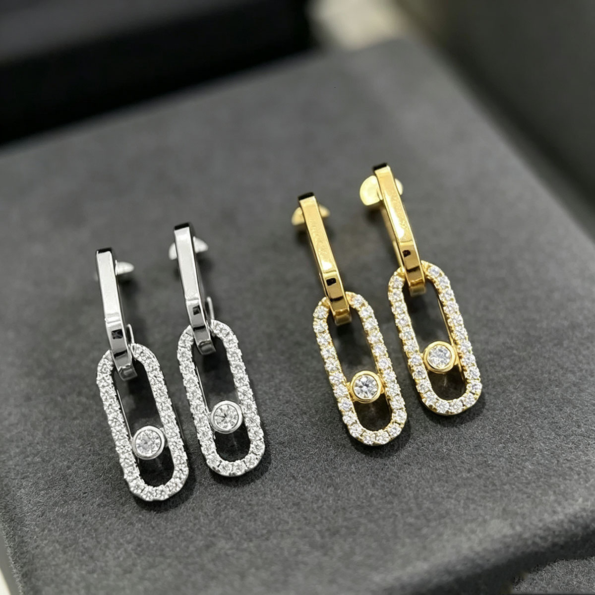 Mesikaa Stud Earrings Designer Messikaas Fashion Earring For Woman Ear Jewelry Diamond Fashionable Gold-plated Geometric Paperclip Long Earrings Stu