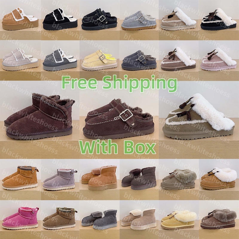 Free Shipping With Box uggsmans uggswomens boots slippers ugggoldenstars clogs womens winter furry boots Designer uggevelina evelina slides shoes dh