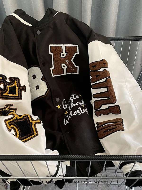 American Retro Baseball Jacket Unisex Loose Street Style Spring Autumn Couple Outerwear Windproof Long Sleeve Youth Fashion 261014