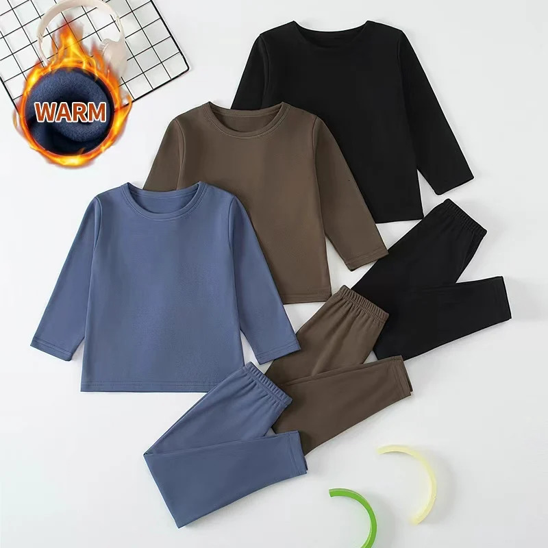 2piece Set Of Children's Autumn And Winter Round Neck Warm Casual Suit For Boys And Girls Comfortable Sports Home Base Shirt Set 261015