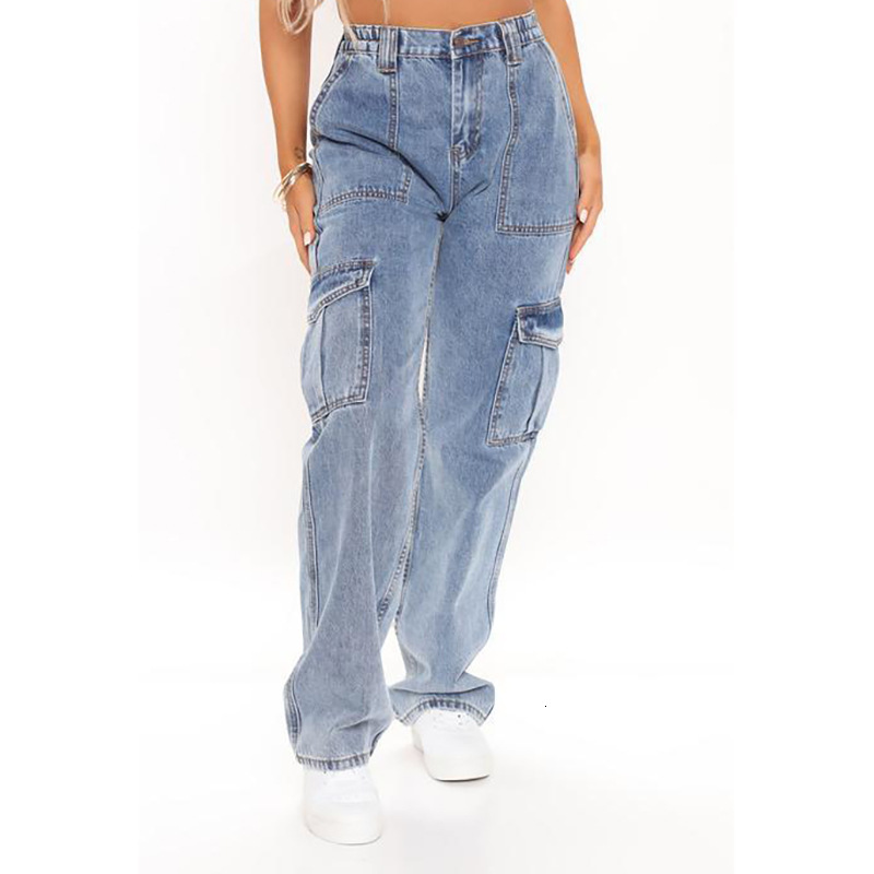 Women Multi Pocket Wide Leg Workwear Denim Jeans For Women Trendy Street Look Thick Denim Fabric Autumn Winter Casual Daily Commute Versatile Long P