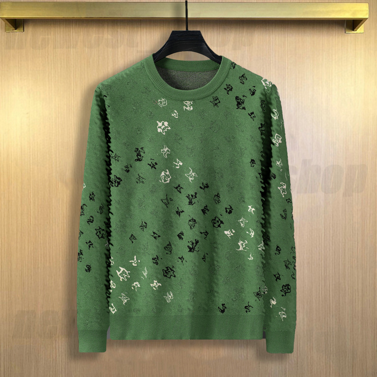 Autumn Designer Mens Sweaters Knitwear Knit Clothing Pullover Wool Casual Jacquard Classic Gradient Color Geometry Green Woollen Woolly Jumper 3XL X