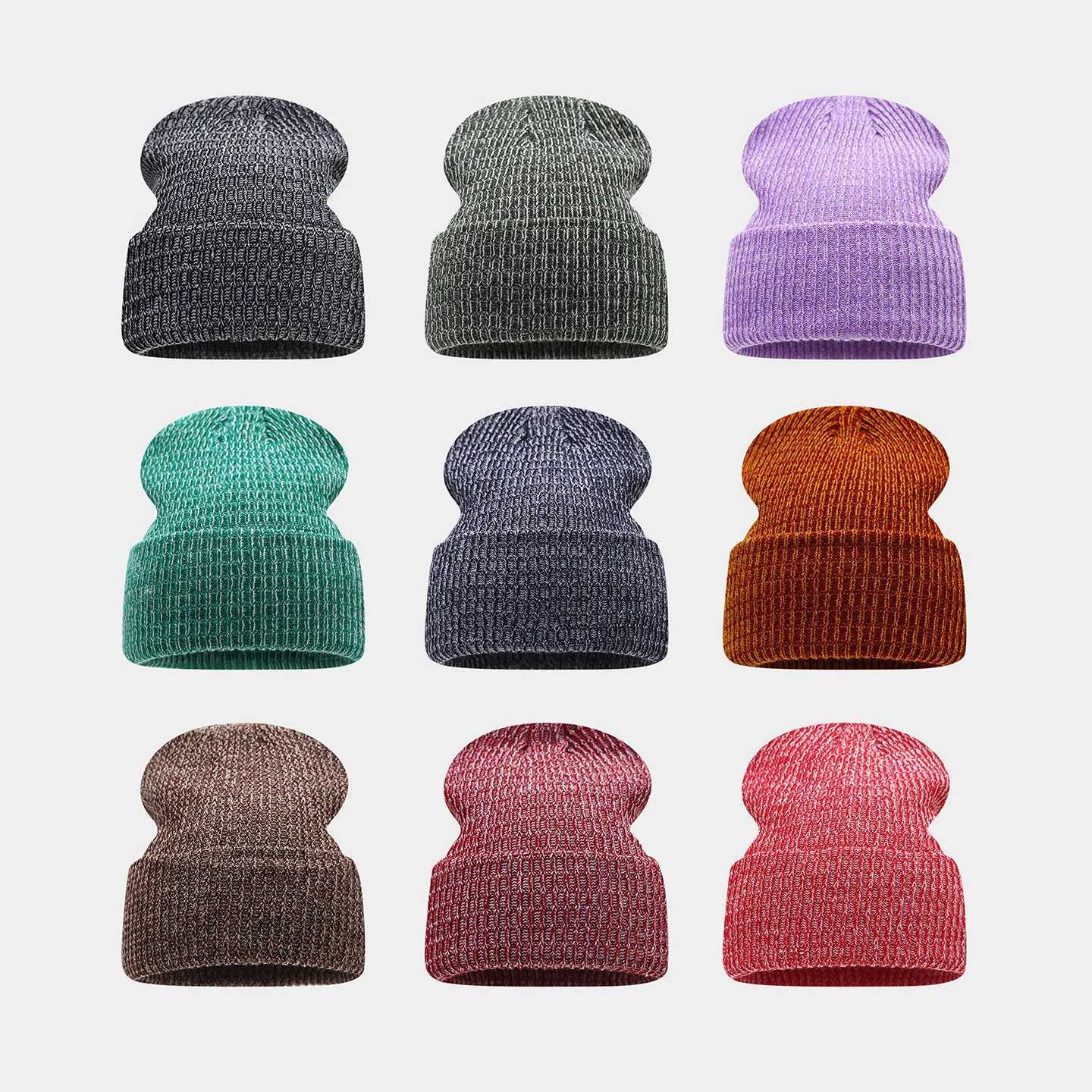 Mixed Color Mottling Warm Knitted Hats Fashionable Versatile Pullover Hats Autumn Winter Couple Casual Woolen Beanies S261017WYGZ
