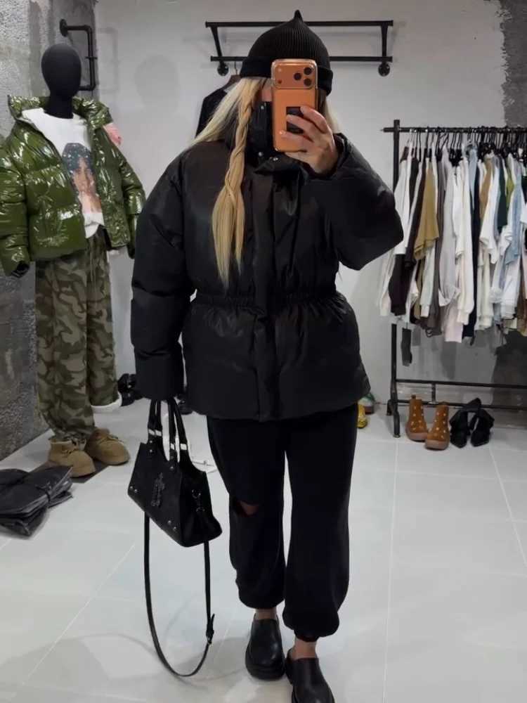 Women's Down Parkas Casual Solid Women's Cotton Coats Back Zippers Stand Collar Thicken Waist Jackets 2026 Autumn Winter Fashion Lady Outw