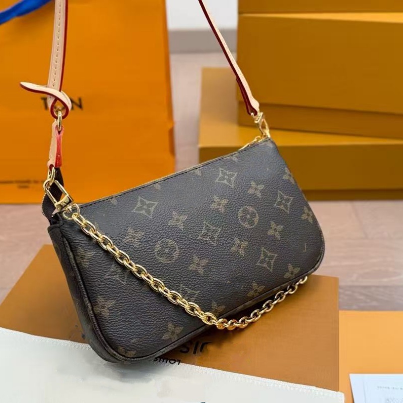 Luxury Pochette Accessories shoulder bag monogram crossbopdy designer bag women classic clutch Chain white check fashion handbag underarm purse flap