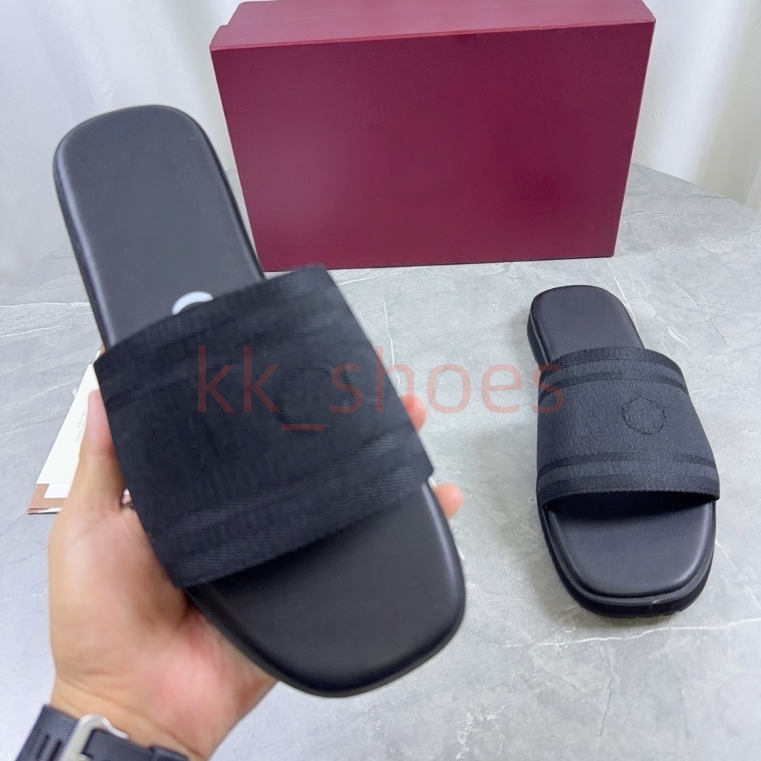Designer Slides Flip Flops Men Women Luxury Sandals Metallic Ring Thong Slippers Web Wide Strap Cross Slide Shoes Flat Beach Slipper Size 36-46