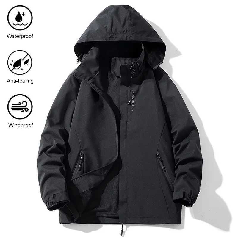 Spring Autumn Men's CasualJacket Hooded Zipper Windbreaker Coat Slim Fit Outdoor Climbing Hiking Waterproof Fashion Clothing S261017YNFV