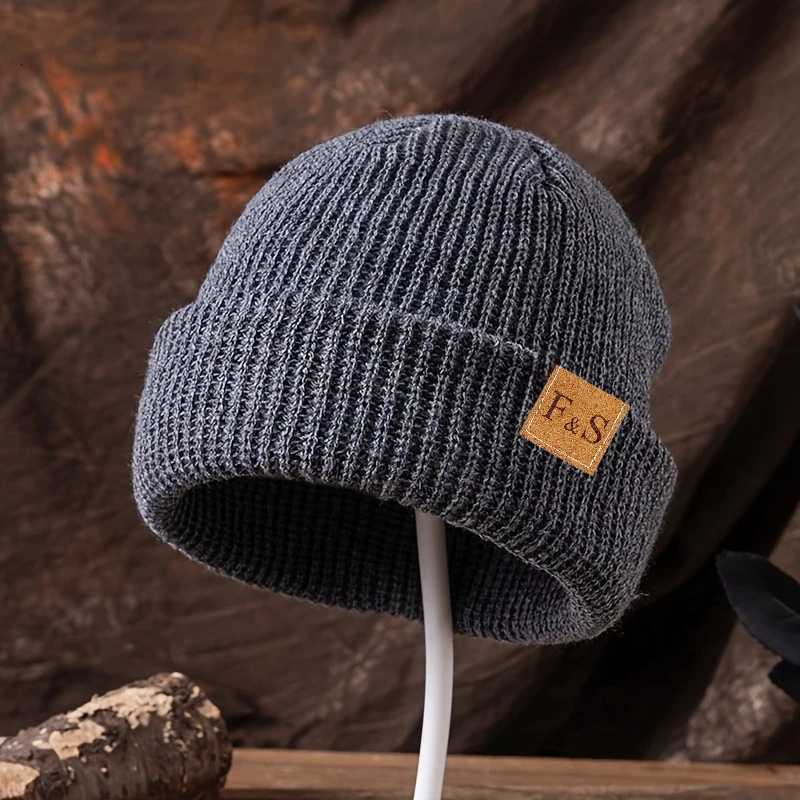 Beanie/Skull Caps Unisex Ribbed Winter Warm Knit Beanie Hat Leather Patch Cuffed Warm Winter Skull Cap Casual Daily Soft Stretch Hat for Men WomenT2