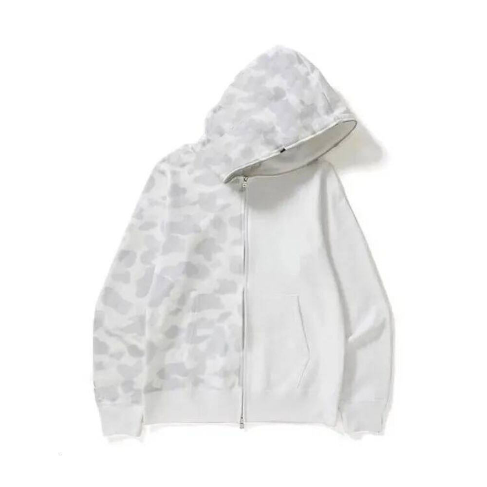 Shark Jacket Bathing App Fashion Casual Camouflage Printed Hoodies Jacket Men Women Spring Autumn Loose Couple Sleeve Zipper Trendy Bathing Ape Hood