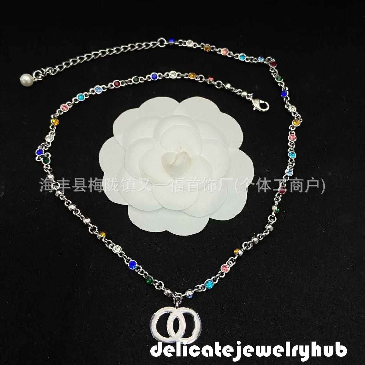 Designer Necklace Pearls cc Necklace Colorful Diamond Smooth Pearl Necklace Fashionable Elegant Clavicle Chain Channel Jewelry